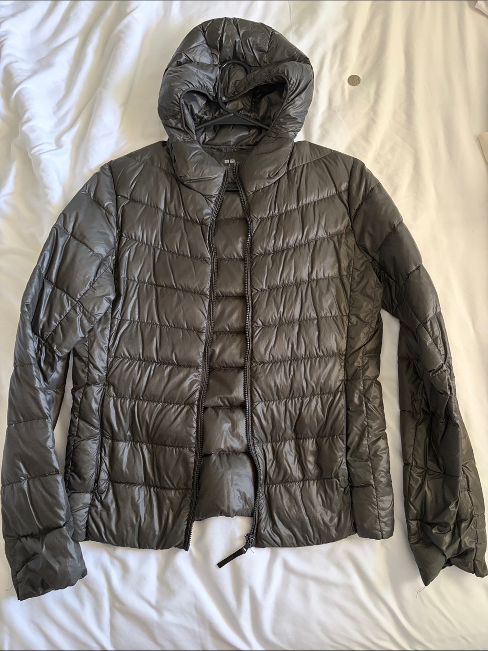 Lightweight Hooded Packable Puffer Jacket - Gray